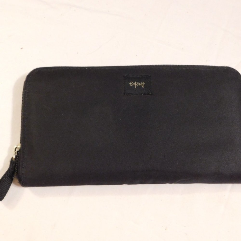 Esprit Zip Wallet Black Nylon with Check book insert